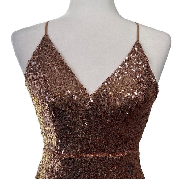 LF Evie Sequin Mini Rose Gold Dress Size Small - Picture 5 of 6